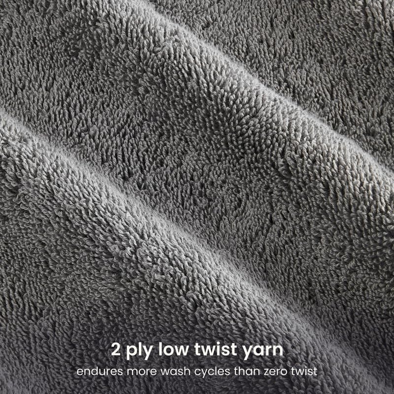 BIOWEAVES 100% Organic Cotton 700 GSM Plush Bath Towels 30" x 58" GOTS Certified - Light Grey, Pack of 2