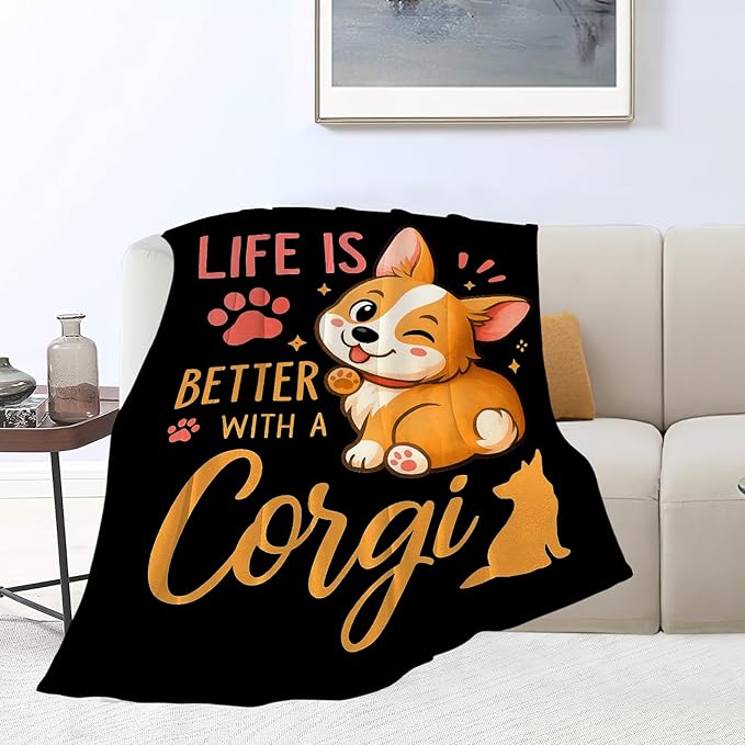 Corgi Blanket Super Soft Warm Fluffy Fleece Flannel Dog Animal Throw Blanket Cozy Fuzzy Plush Stuff Bedding Blankets Gifts for Women Kids Boys Girls Adults 80"X60"