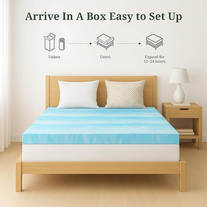 Memory Foam Mattress Topper Full - 3 Inch Gel Infused Bed Toppers, Pressure Relief Mattress Pad for Dorm Room, CertiPUR-US Certified