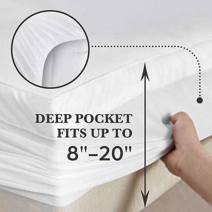 Hotel Grand Pillow Top Mattress Topper Queen Size - Waterproof Mattress Protector Quilted Fitted Mattress Pad Cover with 8-20 Inch Deep Pocket Down Alternative Fill (60x80 inch, White)