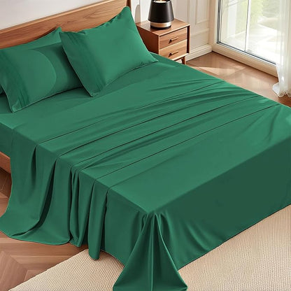 ClevaHome Twin Sheets Set, 3-Piece Twin Size Sheets, Lightweight & Super Soft Easy Care Microfiber– Shrinkage & Fade Resistant Bedding Set with 14'' Deep Pockets (Forest Green)