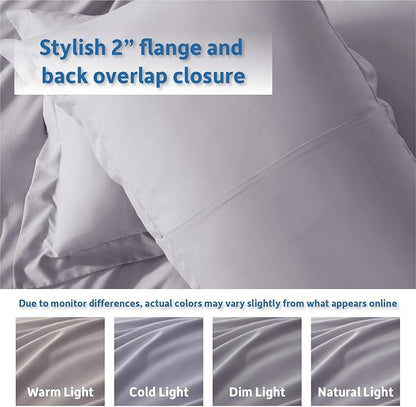 Nestl Grey Lavender Duvet Cover Queen Size - Soft Double Brushed Queen Duvet Cover Set, 3 Piece, with Button Closure, 1 Duvet Cover 90x90 inches and 2 Pillow Shams
