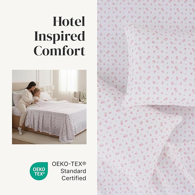 Modern Threads Silky Soft Microfiber and Wrinkle Free Sheets - Luxurious Microfiber Bed Sheets Includes Flat Sheet, Fitted Sheet with Deep Pockets, & Pillowcases Ivory, California King