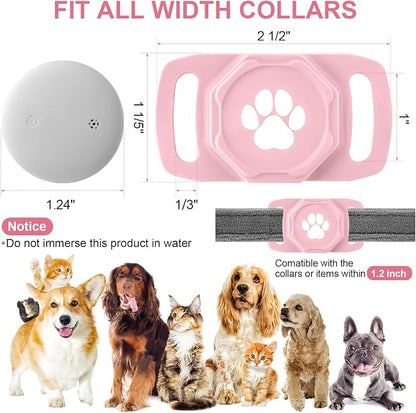 Smart Pet Tracker for Collar - Dog Tracker Pet Location Tracker with Holder | Real-Time Location, No Monthly Fee/ SIM Card, Work with Android Only (Not for IOS), Ultra-Slim, IP68 Waterproof Holder, Pink