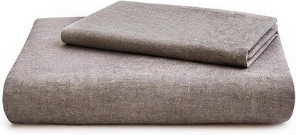 LOVQUE 100% Cotton Duvet Cover Set Twin Size, Mauve Brown Linen-Like Natural Bedding Set with Zipper Closure (No Comforter), Twin Size, Duvet Cover (68"x90") x 1, Pillowsham(20"x26") x 1