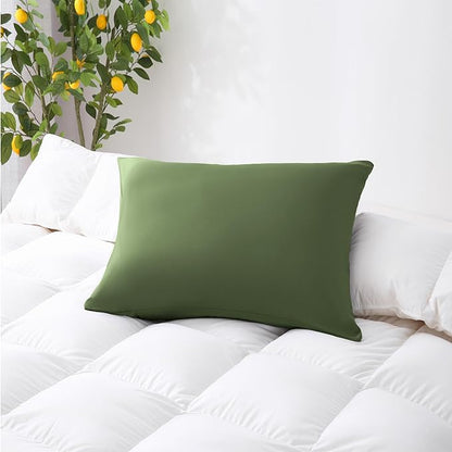ZPECC Pillow Cases Queen Size Set of 4, 20x30 Envelope Closure Pillowcases, Soft Plain Brushed Microfiber Covers Hypoallergenic Breathable, Olive Green