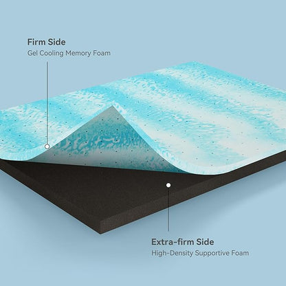 Extra Firm Mattress Topper Twin Size 3 Inch, Pain Relieving Foam Bed Topper for Extra Support, Gel Memory Foam&High-Density Foam Mattress Pad, CertiPUR-US Certified