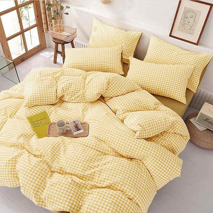 ETDIFFE Twin/Twin XL Size Yellow Comforter Set, 2 Piece Farmhouse Gingham Grid Bed Set - Soft and Lightweight Buffalo Checkered Plaid Down Alternative Microfiber Comforter for Girls Kids, 68x90