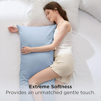 Bedsure Body Pillow Cover, Cooling Body Pillow Pillowcase for Hot Sleepers, Rayon Derived from Bamboo, PureWoven Silky Soft Long Pillow Case Cover with Envelope Closure, Light Blue, 20x54 Inches