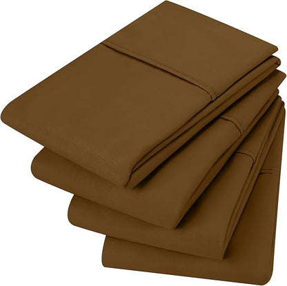 Utopia Bedding Queen Pillowcases - 4 Pack - Envelope Closure - Soft Brushed Microfiber Fabric - Shrinkage and Fade Resistant Pillow Covers Queen Size 20 X 30 Inches (Queen, Mocha)