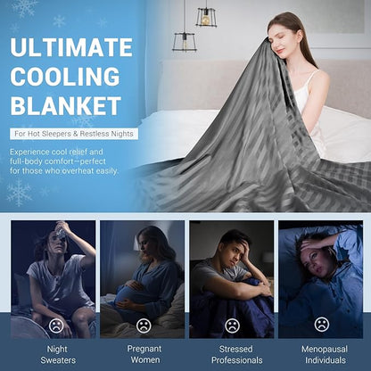 Elegear Revolutionary Cooling Blanket Queen, Absorbs Heat to Keep Body Cool for Night Sweats, Double Sided Arc-Chill3.0 Cooling Fiber Q-Max>0.5, Lightweight Summer Cold Blankets for Sleeping 79“ x 86”