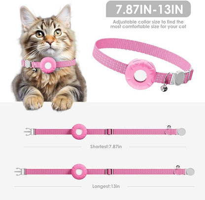 GPS Tracker for Cats, Cat Tracker with Real-Time Location, Pet Tracker with Cat Collar, Compatible with Apple Find My App (Only iOS), No Monthly Fee, Waterproof (Pink)