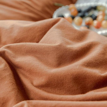 VM VOUGEMARKET Jersey Duvet Cover Queen,Pumpkin Duvet Cover with 2 Pillowcases,Super Soft Burnt Orange Bedding Set for Men Women Without Filling-Full/Queen,Pumpkin