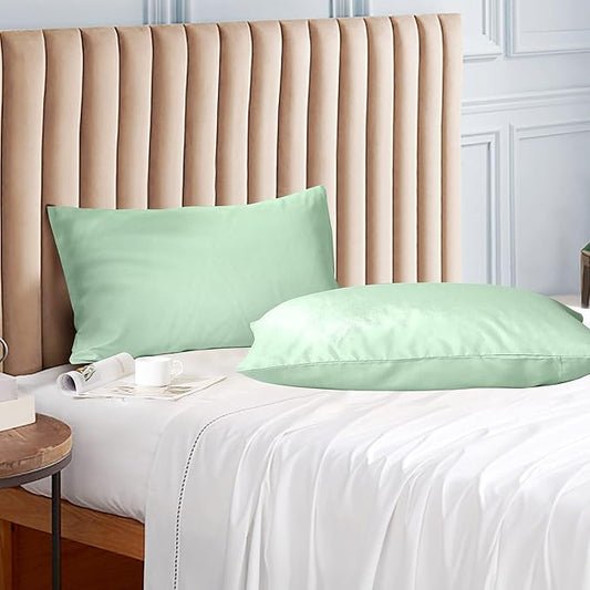 Evolive Ultra Soft Brushed Microfiber Standard Size 20"x30" Pillowcases Pair Set of 2 with Envelope Closure (20"x30" Standard, Mint)