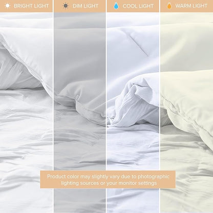 Comfort Spaces Twin/Twin XL Comforter Set for College Ogee Ruched Crinkle Texture Breathable Comforter Set Twin Dorm All Season Lightweight Bedding Set Shabby Chic Décor Pilow White 3 Piece