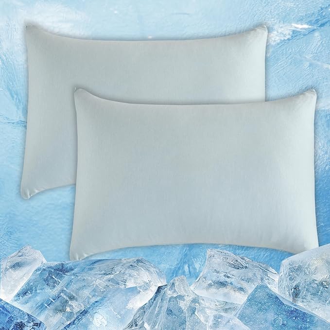 CHOSHOME Cooling Pillow Cases Zipper Pillow Covers Q-Max > 0.45 Zippered Pillowcases for Hot Sleepers, Soft, Breathable, Skin-Friendly, 2 Pack (Standard, 20"x26", Ice Blue)