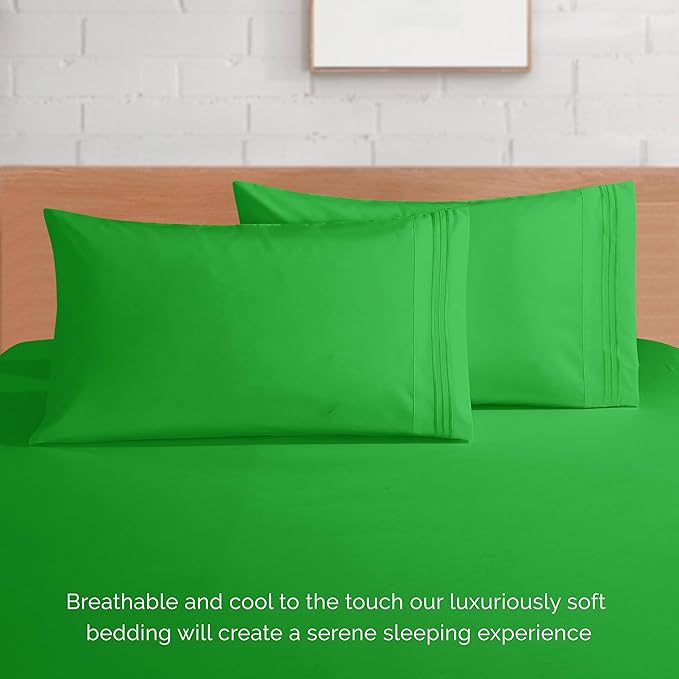 Elegant Comfort Luxurious 1500 Premium Hotel Quality Microfiber 4-Piece Sheet Set, 18-24 Inches Deep - Extra Deep Pocket Sheets - Ultra Soft 4PC Deep Pocket Sheets, King, Emerald Green