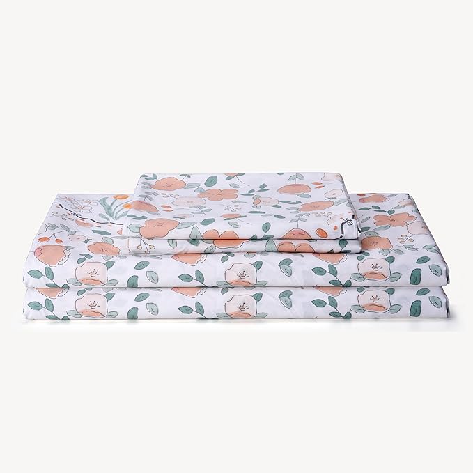 Spring Floral Printed Sheet Set Full Size, 4 Piece Soft Botanical Microfiber Sheets and Pillowcases - Deep Pocket, Wrinkle Free and Soft Bed Sheets Set Bedding Decor