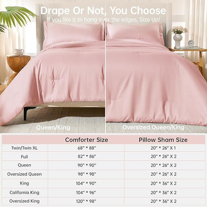 MUXHOMO Full Comforter Sets, All Season Ultra Soft Down Alternative Bedding - 3 Piece Lightweight Bed Set Includes 1 Comforter (82"x86") and 2 Pillow Shams (20"x26"), Rose Gold