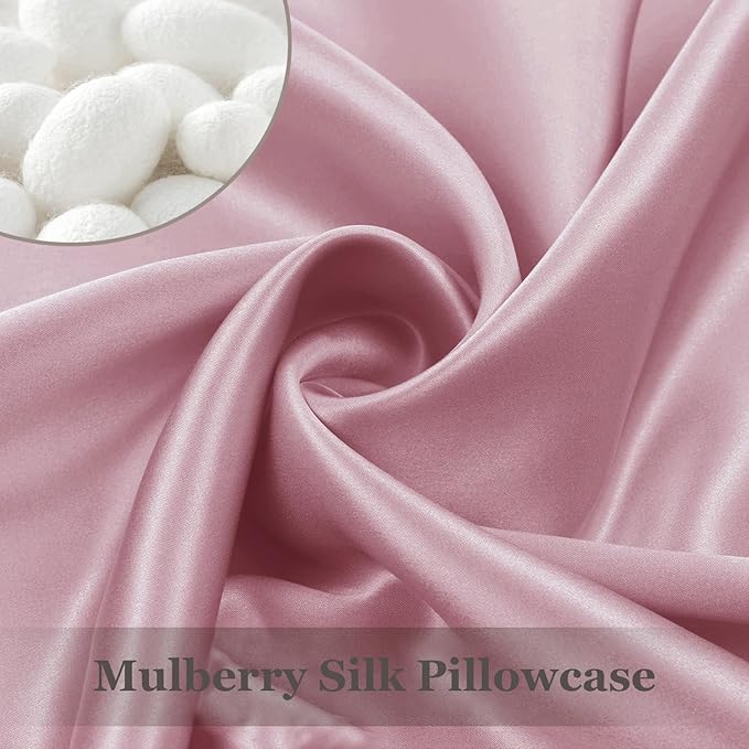 Adubor 100% Silk Pillowcase - Mulberry Silk Pillow Cases, 22 Momme 6A Grade Fibers, Silk Pillow Case for Hair and Skin Health, with Hidden Zipper (Queen 20''x30'', Pink, 1PC)