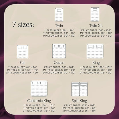 LuxClub 4 PC Full Sheet Set, Breathable Luxury Bed Sheets, Deep Pockets 18" Wrinkle Free Cooling Bed Sheets Machine Washable Hotel Bedding Silky Soft - Eggplant Full