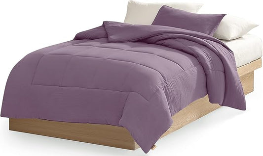 UGG Leonora Comforter Set with 1 Pillow Sham Lightweight Down Alternative Blanket Reversible All Season Washable and Hypoallergenic Bedding Set for College Dorm, Twin/Twin XL, Purple Shadow