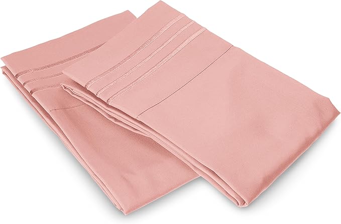 Elegant Comfort Luxury Ultra-Soft 2-Piece Pillowcase Set - 1500 Premium Hotel Quality Microfiber Double Brushed - Wrinkle Resistant, King Size, Dusty Rose