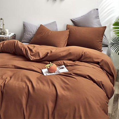 CLOTHKNOW Pumpkin Twin/Twin XL Comforter Set 3Pcs Caramel Brown Bedding Comforter Sets Soft Terracotta Comforters Rust Comforter with 2 x Pillow Cases