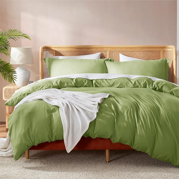 Nestl Twin Duvet Cover Set - Soft Double Brushed Calla Green Duvet Cover Twin XL, 2 Piece, with Button Closure, 1 Duvet Cover 68x90 inches and 1 Pillow Sham