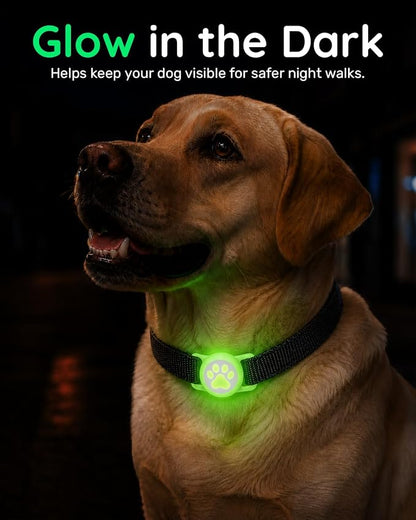 IP68 Waterproof Dog AirTag Holder for Dog Collar, Soft, Stretchy Silicone | Full-Body Protection, Easy Tool-Free Installation, Quiet, No-Dangle Fit, Lightweight, Fits Dog & Cat Collars of All Widths