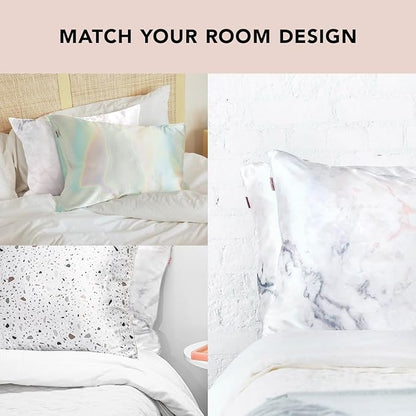 Kitsch Satin Pillowcase with Zipper for Hair & Skin - Softer Than Silk Pillow Cases, Smooth Cooling Satin Pillow Case, Wrinkle-Free, Machine Washable - Pillow Cases Standard Size 19x26 - Marble