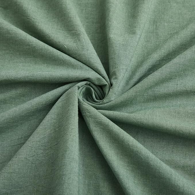 LOVQUE Duvet Cover Full Size, 100% Washed Cotton Linen Like Bedding Set with Zipper Closure (No Comforter), 80x90 Inches, Mint Green