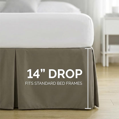 Southshore Fine Living, Inc. Hotel Quality California King Bed Skirt - 14" Drop, Elegant Pleated Design, Premium Dust Ruffle/Cal King Bed Skirt, Easy Care, Luxury Bed Skirt Cal King Size, Dark Taupe