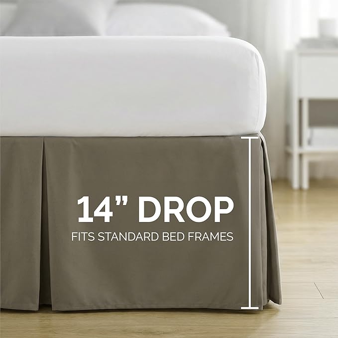 Southshore Fine Living, Inc. Hotel Quality Twin Bed Skirt - 14" Drop, Elegant Pleated Design, Premium Dust Ruffle/Twin Size Bed Skirt, Easy Care, Luxury Bed Skirt Twin Size, Dark Taupe