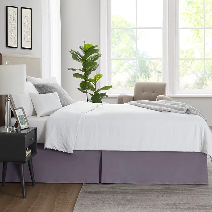 Nestl Grayish Purple Twin XL Bed Skirt - Twin XL Size Bed Skirt 14 Inch Drop - Brushed Microfiber Bed Skirts - Hotel Quality Pleated Bed Skirt - Shrinkage & Fade Resistant