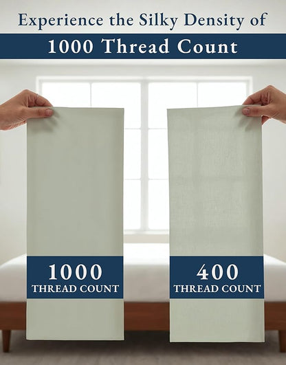 100% Egyptian Cotton Queen Bed Sheet Set – 1000 Thread Count 4 Piece Queen Sheets Set, Breathable & Fade Resistant, Silky Sateen Weave, Ultra-Soft Hotel Luxury Bedding with 15" Deep Pocket - Mineral
