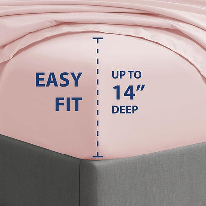Cathay Home Essentials Ultra Soft Hypoallergenic Wrinkle Resistant Double Brushed Microfiber Bedding Sheet Set, Blush,3 pcs Twin