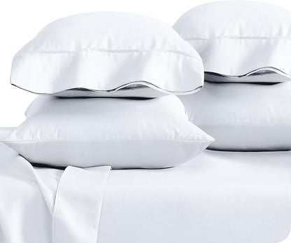 Bare Home Microfiber Bulk Pillow Cases - Standard/Queen Size Set of 4 - Cooling Pillowcases - Double Brushed - White Pillowcases 4 Pack - Easy Care (Standard - 4 Pack, White)