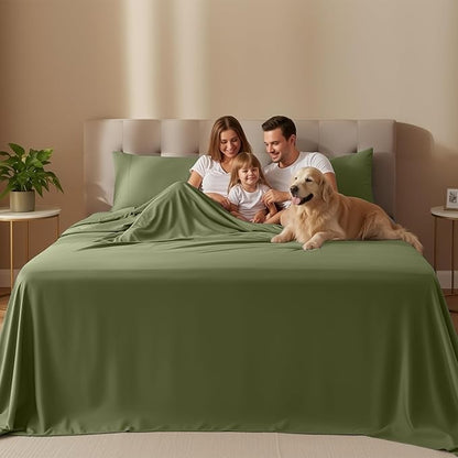 Utopia Bedding Full Size Sheet Set – 4 Piece Bed Sheets, Soft and Breathable Microfiber, Includes 1 Fitted Sheet, 1 Flat Sheet and 2 Pillowcases – Oeko Tex (Olive)