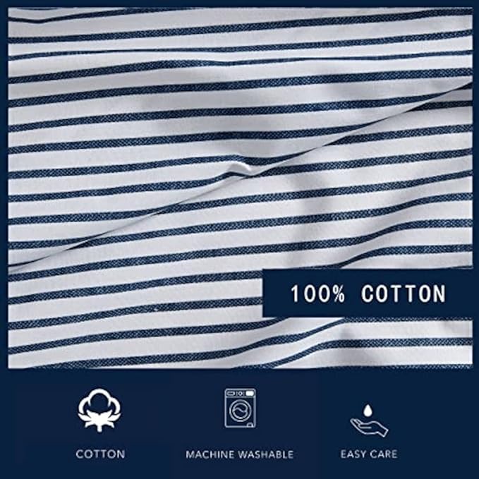 Nautica - Twin Size Sheet Set, Crisp & Tailored Cooling Sheets with a Smooth Cotton Percale Lightweight Feel - Bed Sheets with Matching Pillowcase & Fitted Sheet (Harmead Navy)