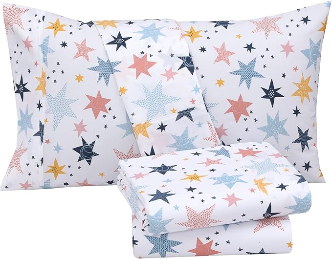 RUVANTI 100% Cotton Sheets – Full Size Percale Bedding, Cooling & Breathable Floral Design, Durable with a Crisp, Soft & Comfortable Feel, 16" Deep Pocket, 4-Piece Set, Fault Star