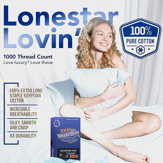 TEXAS LINEN CO. Luxury Egyptian Cotton King Pillow Cases Set of 2-1000 Thread Count Pillowcases for Sleeping, Soft, Cooling Pillow Cover, Extra Long Staple Hotel Quality Pillow Cases - Silver
