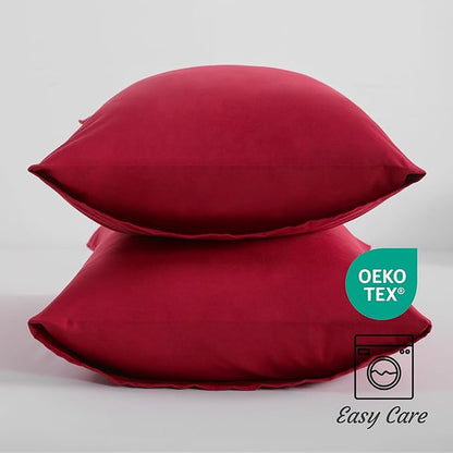 NTBAY King Pillow Cases Set of 2, 2 Pack Brushed Microfiber 20x36 Pillow Cases, Soft, Wrinkle, Fade, Stain Resistant Wine Red Pillow Cases with Envelope Closure, 20x36 Inches, Wine Red