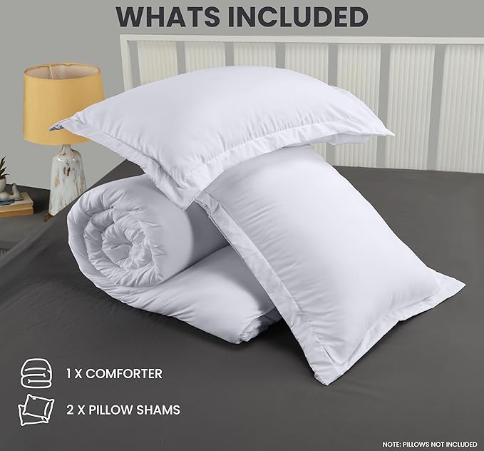King Comforter Set 3 Piece White by Utopia Bedding, Comforters King Size, Bedding Comforters Sets, Down Alternative Soft Bed Set, 1 Comforter (90 x 102 inches) 2 Pillow Shams (20 x 36 inches)