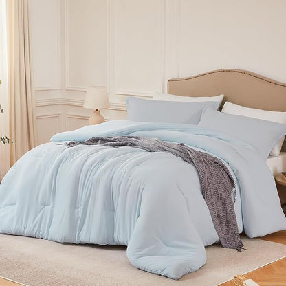 Twin Comforter Set SkyBlue,2PCS Soft Lightweight Breathable Bedding Comforter Sets for All Season, Twin Size(68''×90'' Comforter & 1 Pillowcase)