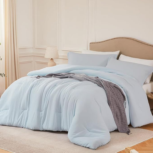 Twin Comforter Set SkyBlue,2PCS Soft Lightweight Breathable Bedding Comforter Sets for All Season, Twin Size(68''×90'' Comforter & 1 Pillowcase)