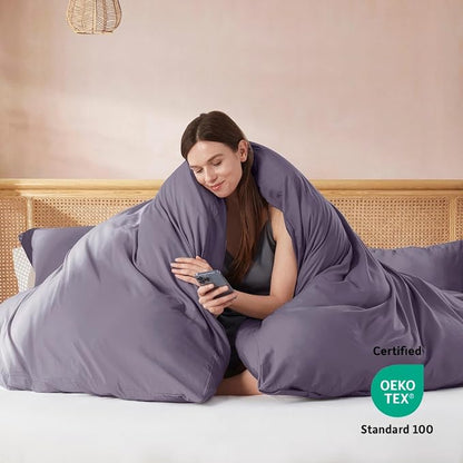 Nestl Grayish Purple Duvet Cover King Size - Soft Double Brushed King Duvet Cover Set, 3 Piece, with Button Closure, 1 Duvet Cover 104x90 inches and 2 Pillow Shams