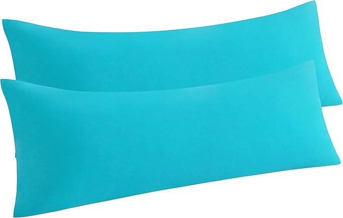 NTBAY Body Pillow Cases Set of 2, 2 Pack Brushed Microfiber 20x54 Pillow Cases, Soft, Wrinkle, Fade, Stain Resistant Blue Pillow Cases with Envelope Closure, 20x54 Inches, Blue