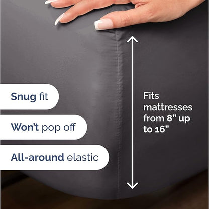 100% Rayon Derived From Bamboo - Bamboo Sheets Cal King Size - Cooling Sheets for Cal King - Ultra Soft Hotel Luxury Bedding - 1 Flat & 1 Fitted & 2 Pillowcases with 16 Inch Deep Pockets - Dark Grey