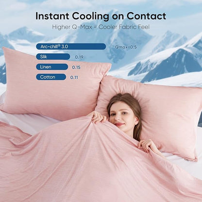 Elegear Revolutionary Cooling Blanket Twin, Absorbs Heat to Keep Body Cool for Night Sweats, Arc-Chill 3.0 Cool Fiber Q-Max>0.5 for Hot Sleepers, Lightweight Summer Cold Blankets for Sleeping, Pink